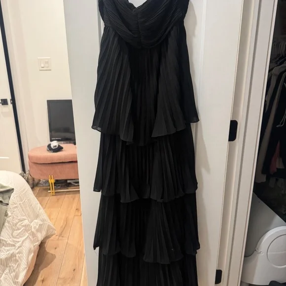 Seriously Sensational Black Strapless Tiered Maxi Dress Size M - Picture 2 of 3